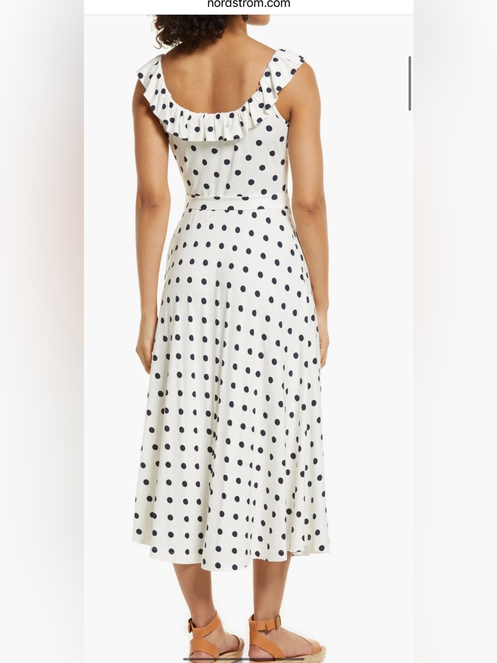 $ 138 NWT Boden  Ruffle Polka Dot Ruffle Midi Dress Ivory Black New Size 14 - Picture 2 of 10